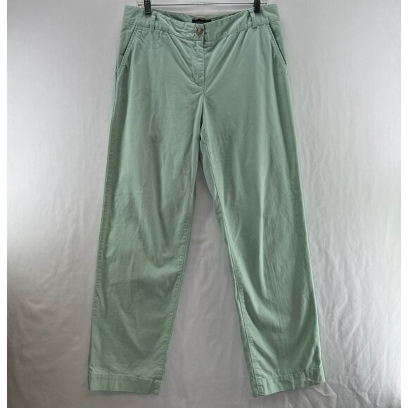 Talbots Boyfriend Chino Pants Womens 10 Relaxed Straight Leg Stretch Mint Green - Picture 1 of 6